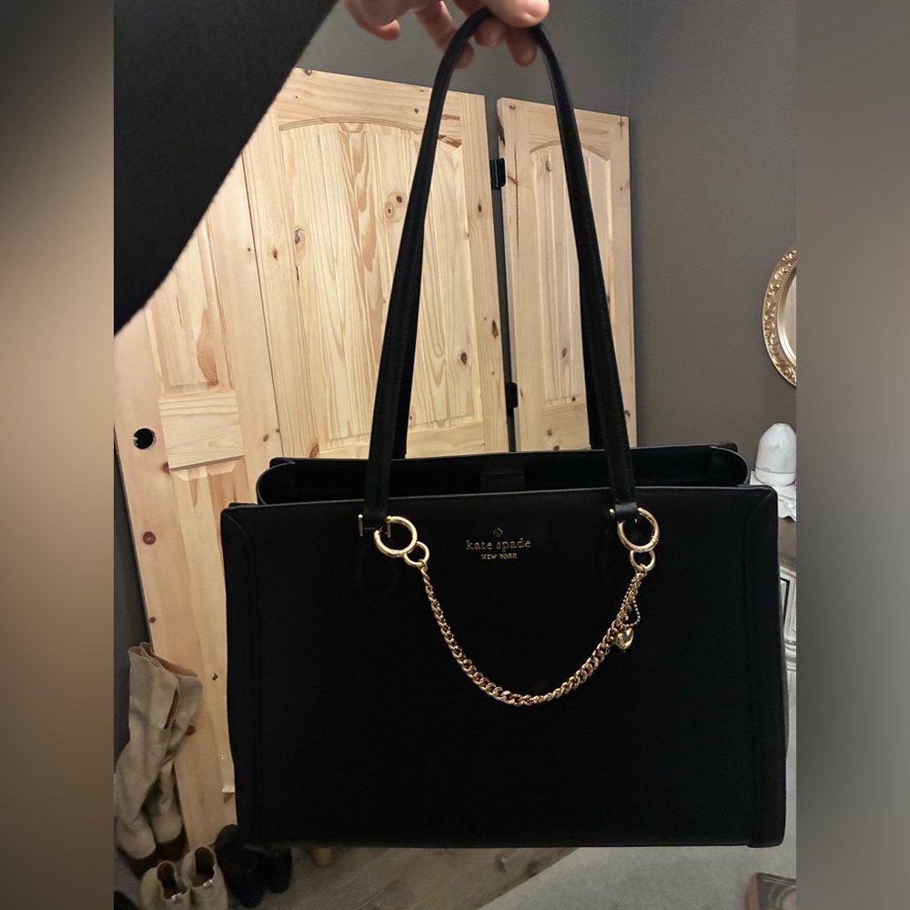 Kate Spade Black Tote with Gold Chain